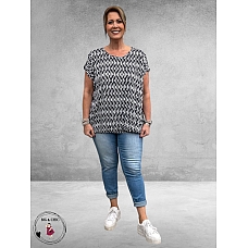 Kaffe Curve – Shirt Vilana - Midnight Blue-Chalk Graphic